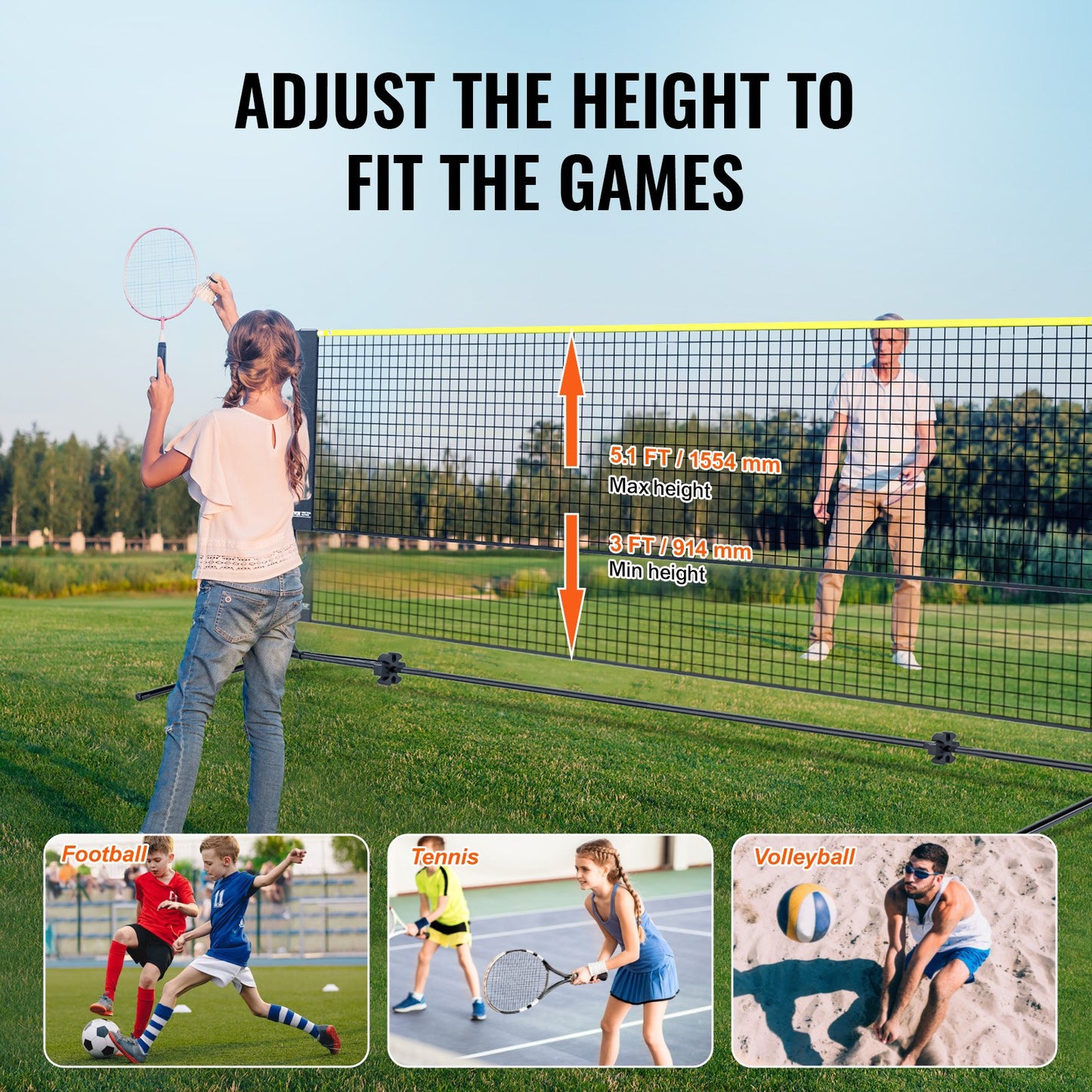 20ft Badminton Net Set Outdoor Portable Volleyball Pickleball Tennis Net - Image 5