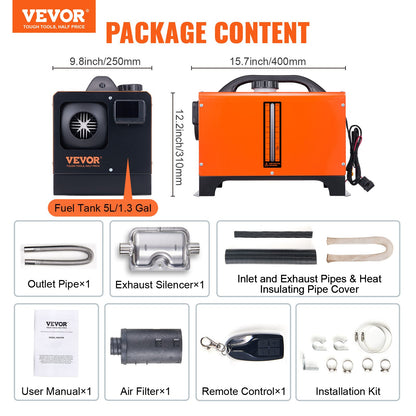 Diesel Air Heater, 12V 5KW All-on-one Diesel Heater with Remote Control and LCD Display, 5L Fuel Tank Portable Diesel Parking Heater, Rapid Heating for RV Trailer Camper Van Boat - Image 7