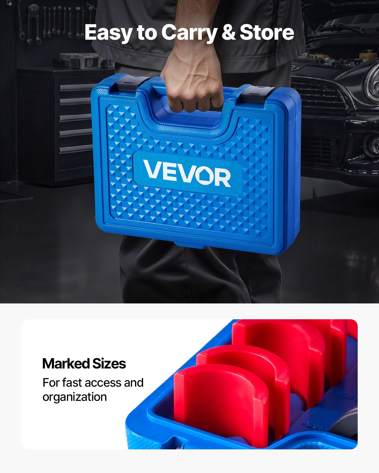 Bearing Press Kit, 14 Pcs, Bearing Race and Seal Driver Set with Bushings and Adapters, Bushing Driver Tool Set, Heavy Duty Carbon Steel Seal Removal Installation Tool Kit with Storage Case - Image 6