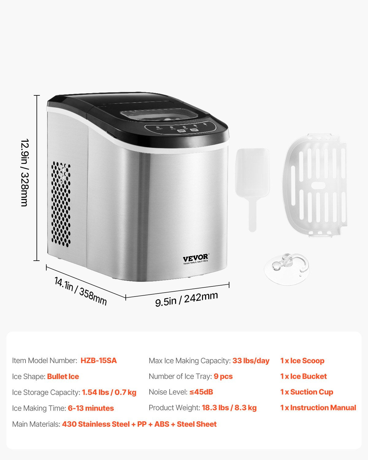 Portable Countertop Ice Maker 33Lbs/24H Self-Cleaning with Scoop Basket - Image 7