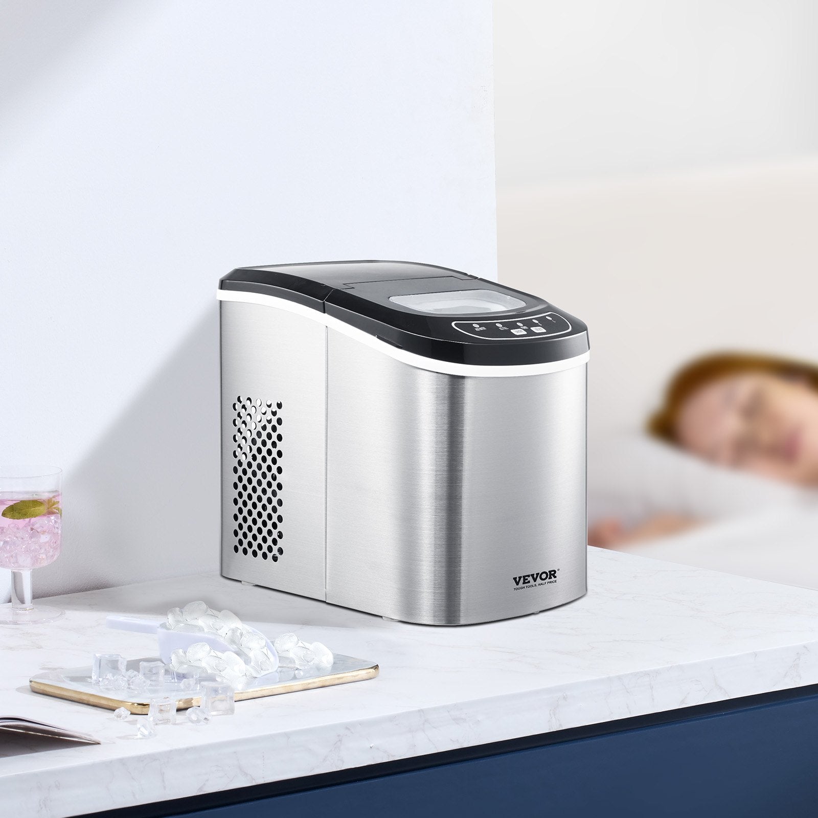 Portable Countertop Ice Maker 33Lbs/24H Self-Cleaning with Scoop Basket - Image 8