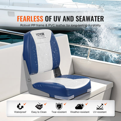Boat Seat, 480 mm Low Back Boat Seat, Folding Boat Chair with Thickened Sponge Padding and Hinge, Fold-Down Boat Captain Chair for Fishing Boat, Sightseeing Boat, Speedboat, Canoe, 1-Piece - Image 4