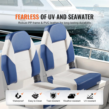 Boat Seats, 555 mm High Back Boat Seat, Folding Boat Chair with Thickened Sponge Padding and Hinge, Fold-Down Boat Captain Chairs for Fishing Boat, Sightseeing Boat, Speedboat, Canoe, 2-Pack - Image 4