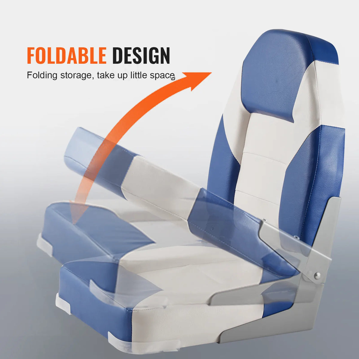 Boat Seats, 555 mm High Back Boat Seat, Folding Boat Chair with Thickened Sponge Padding and Hinge, Fold-Down Boat Captain Chairs for Fishing Boat, Sightseeing Boat, Speedboat, Canoe, 2-Pack - Image 5
