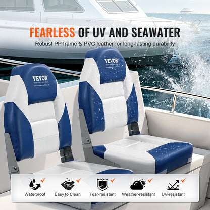 Boat Seats, 555 mm High Back Boat Seat, Folding Boat Chair with Thickened Sponge Padding and Hinge, Fold-Down Boat Captain Chairs for Fishing Boat, Sightseeing Boat, Speedboat, Canoe, 2-Pack - Image 4