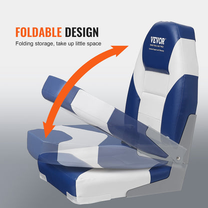 Boat Seats, 555 mm High Back Boat Seat, Folding Boat Chair with Thickened Sponge Padding and Hinge, Fold-Down Boat Captain Chairs for Fishing Boat, Sightseeing Boat, Speedboat, Canoe, 2-Pack - Image 5