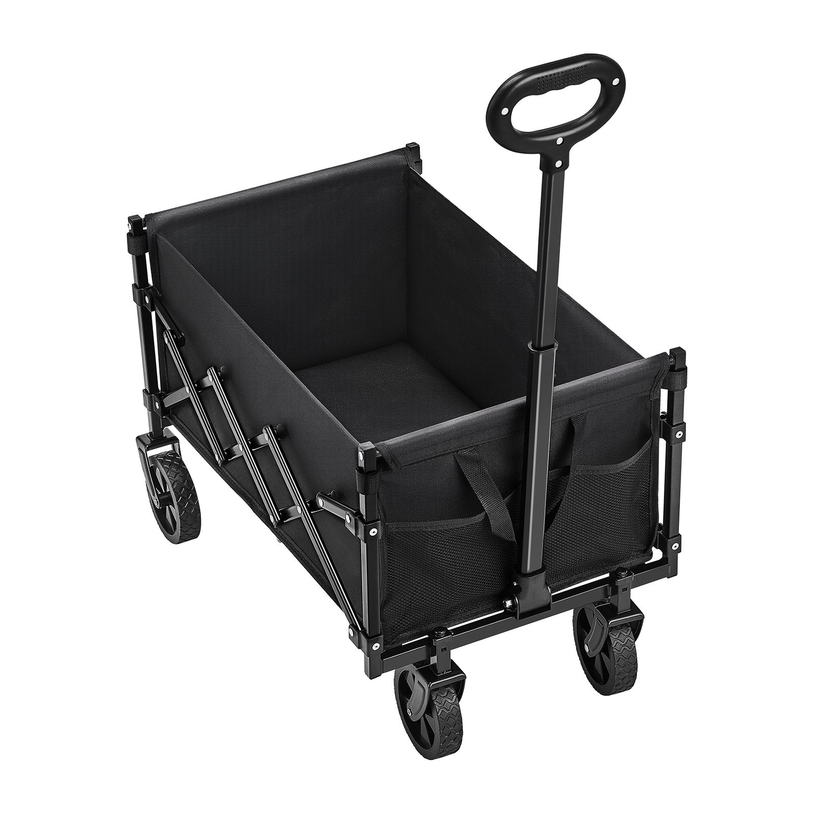 Collapsible Wagon Carts, 120L & 225LBS Folding Wagons with All-Terrain Wheels, Heavy Duty Outdoor Utility Cart with Adjustable Handle, Portable Camping Cart for Beach Grocery Garden Black - Image 9