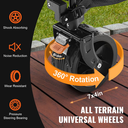 Foldable Double Decker Wagon, 400L Collapsible Wagon Cart with All-Terrain Wheels, Heavy Duty Folding Wagon Cart 350-450 lb Weight Capacity for Camping, Shopping, Garden, 52" Extra Long Extender - Image 4