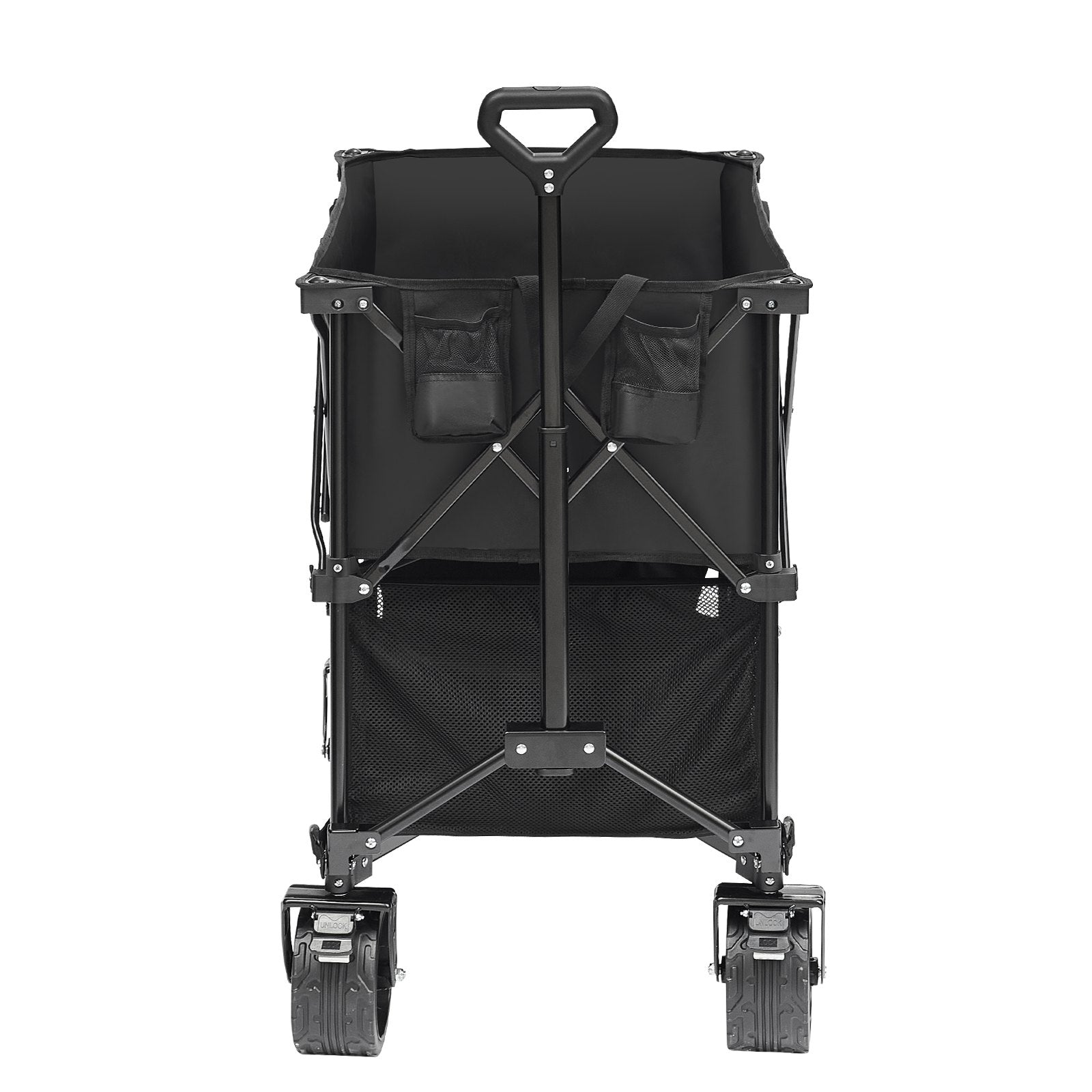 Foldable Double Decker Wagon, 400L Collapsible Wagon Cart with All-Terrain Wheels, Heavy Duty Folding Wagon Cart 350-450 lb Weight Capacity for Camping, Shopping, Garden, 52" Extra Long Extender - Image 9