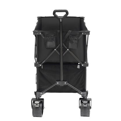 Foldable Double Decker Wagon, 400L Collapsible Wagon Cart with All-Terrain Wheels, Heavy Duty Folding Wagon Cart 350-450 lb Weight Capacity for Camping, Shopping, Garden, 52" Extra Long Extender - Image 9