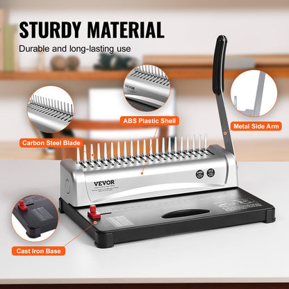 Binding Machine, Comb Binding Machine 21-Holes Binding 450 Sheets, Book Binder Machine with 100 PCS 3/8'' Comb Binding Spines, for Letter Size, A4, A5 - Image 5