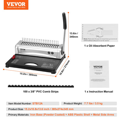 Binding Machine, Comb Binding Machine 21-Holes Binding 450 Sheets, Book Binder Machine with 100 PCS 3/8'' Comb Binding Spines, for Letter Size, A4, A5 - Image 7