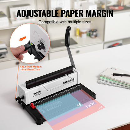Coil Spiral Binding Machine, Manual Book Maker 34-Holes Binding 120 Sheets, Punch Binder with Adjustable Side Margin, for Letter Size, A4, A5 - Image 3