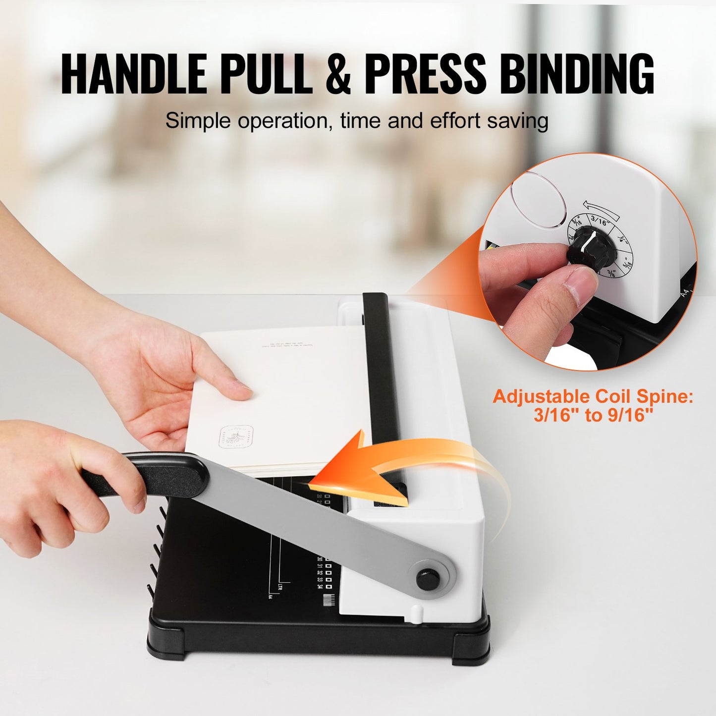 Coil Spiral Binding Machine, Manual Book Maker 34-Holes Binding 120 Sheets, Punch Binder with Adjustable Side Margin, for Letter Size, A4, A5 - Image 4