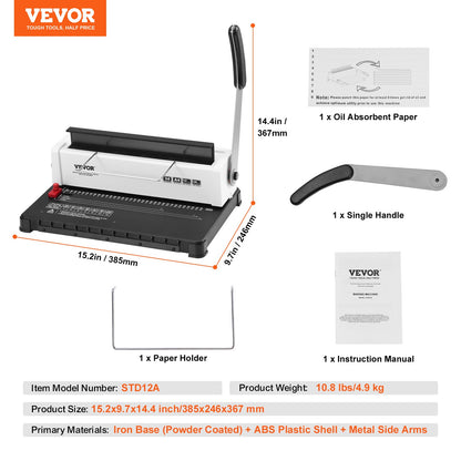 Coil Spiral Binding Machine, Manual Book Maker 34-Holes Binding 120 Sheets, Punch Binder with Adjustable Side Margin, for Letter Size, A4, A5 - Image 7