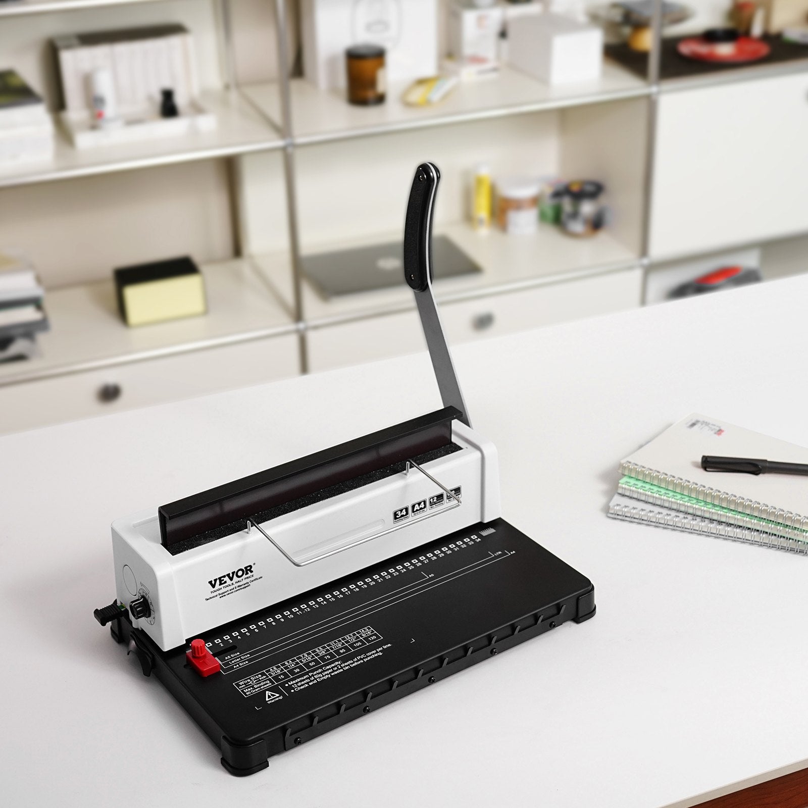 Coil Spiral Binding Machine, Manual Book Maker 34-Holes Binding 120 Sheets, Punch Binder with Adjustable Side Margin, for Letter Size, A4, A5 - Image 8