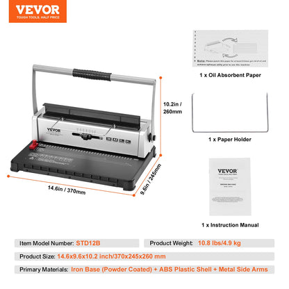 Coil Spiral Binding Machine, Manual Book Maker 34-Holes Binding 120 Sheets, Punch Binder with Adjustable 3/16" - 9/16" Coil Binding Spines and Side Margin, for Letter Size, A4, A5 - Image 7