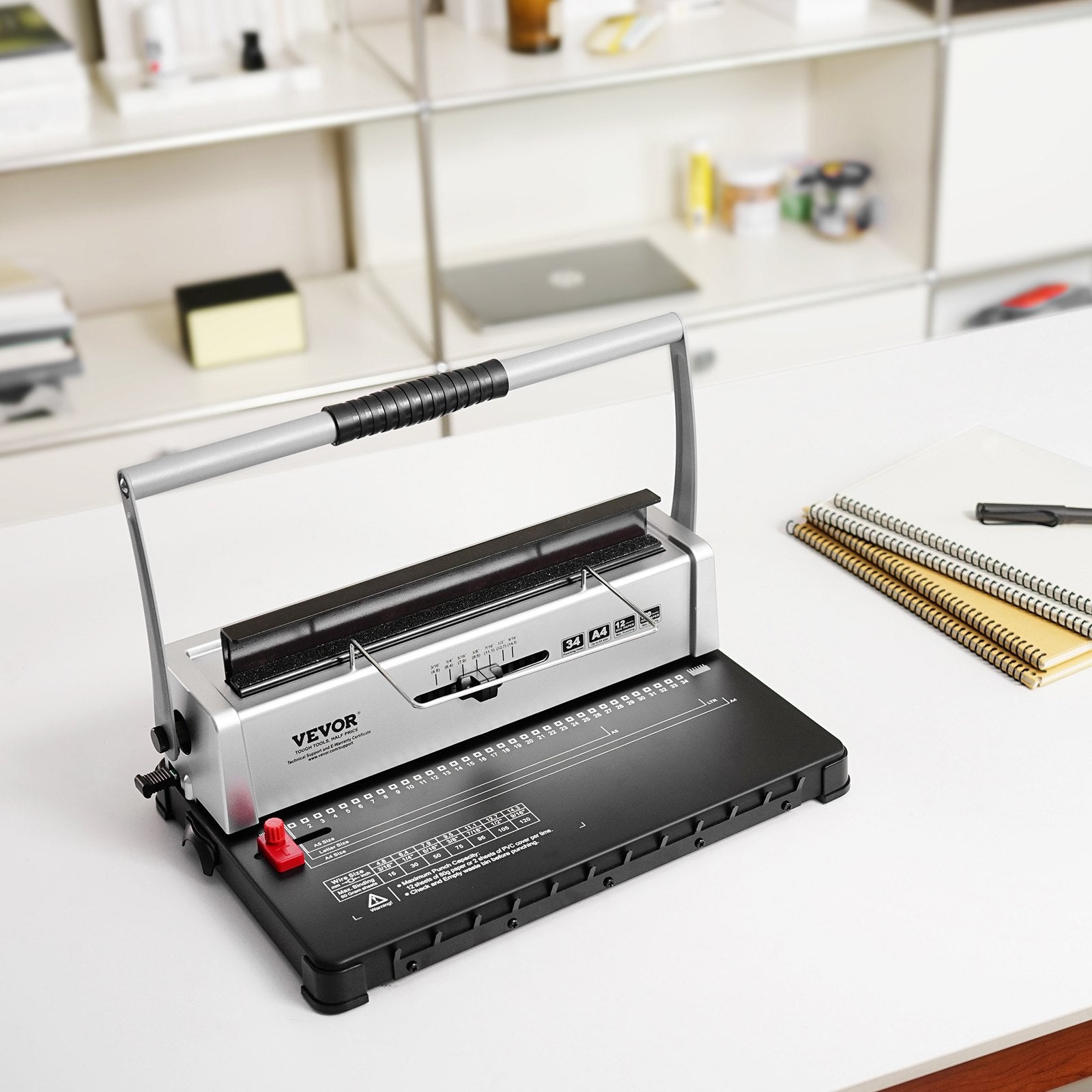 Coil Spiral Binding Machine, Manual Book Maker 34-Holes Binding 120 Sheets, Punch Binder with Adjustable 3/16" - 9/16" Coil Binding Spines and Side Margin, for Letter Size, A4, A5 - Image 8