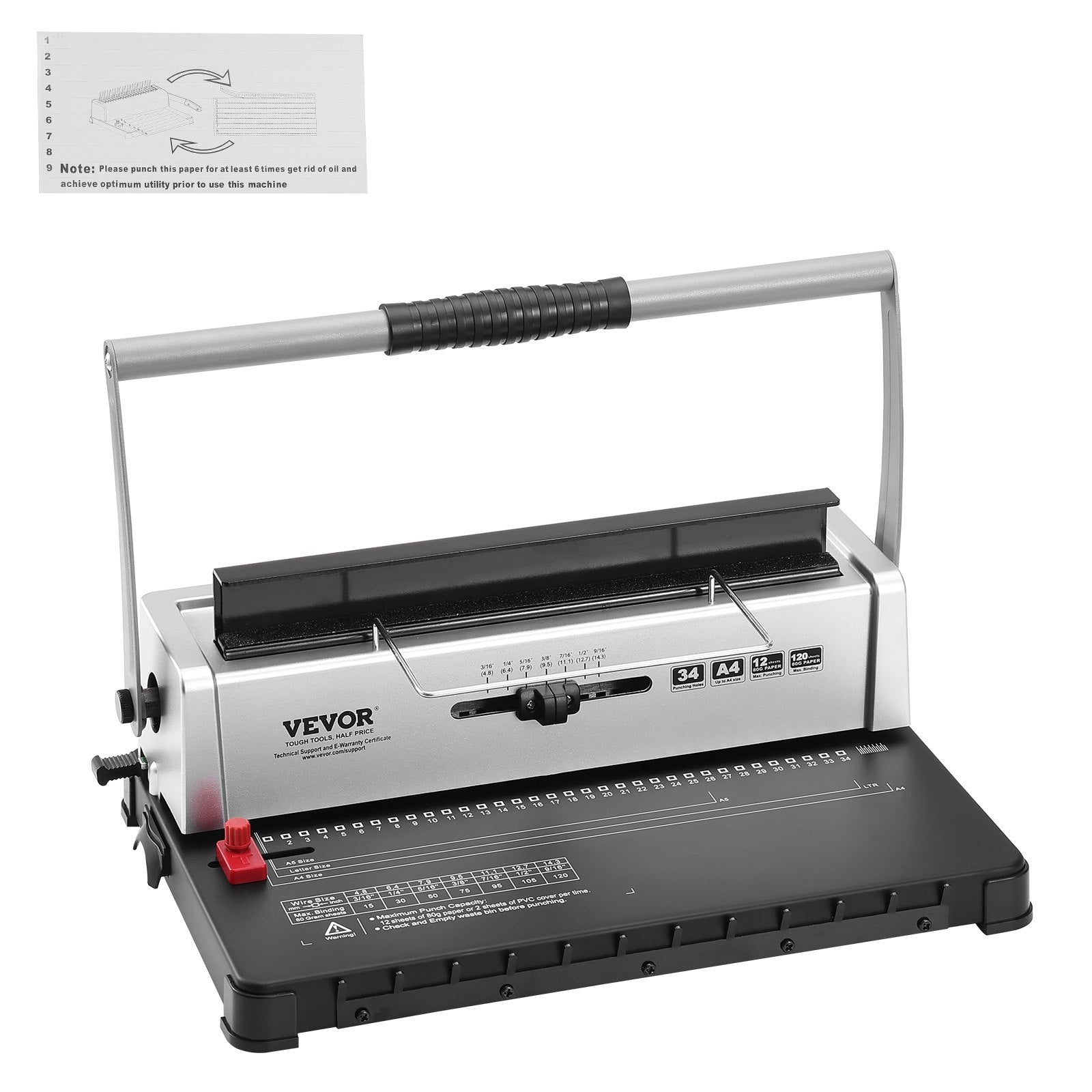 Coil Spiral Binding Machine, Manual Book Maker 34-Holes Binding 120 Sheets, Punch Binder with Adjustable 3/16" - 9/16" Coil Binding Spines and Side Margin, for Letter Size, A4, A5 - Image 9