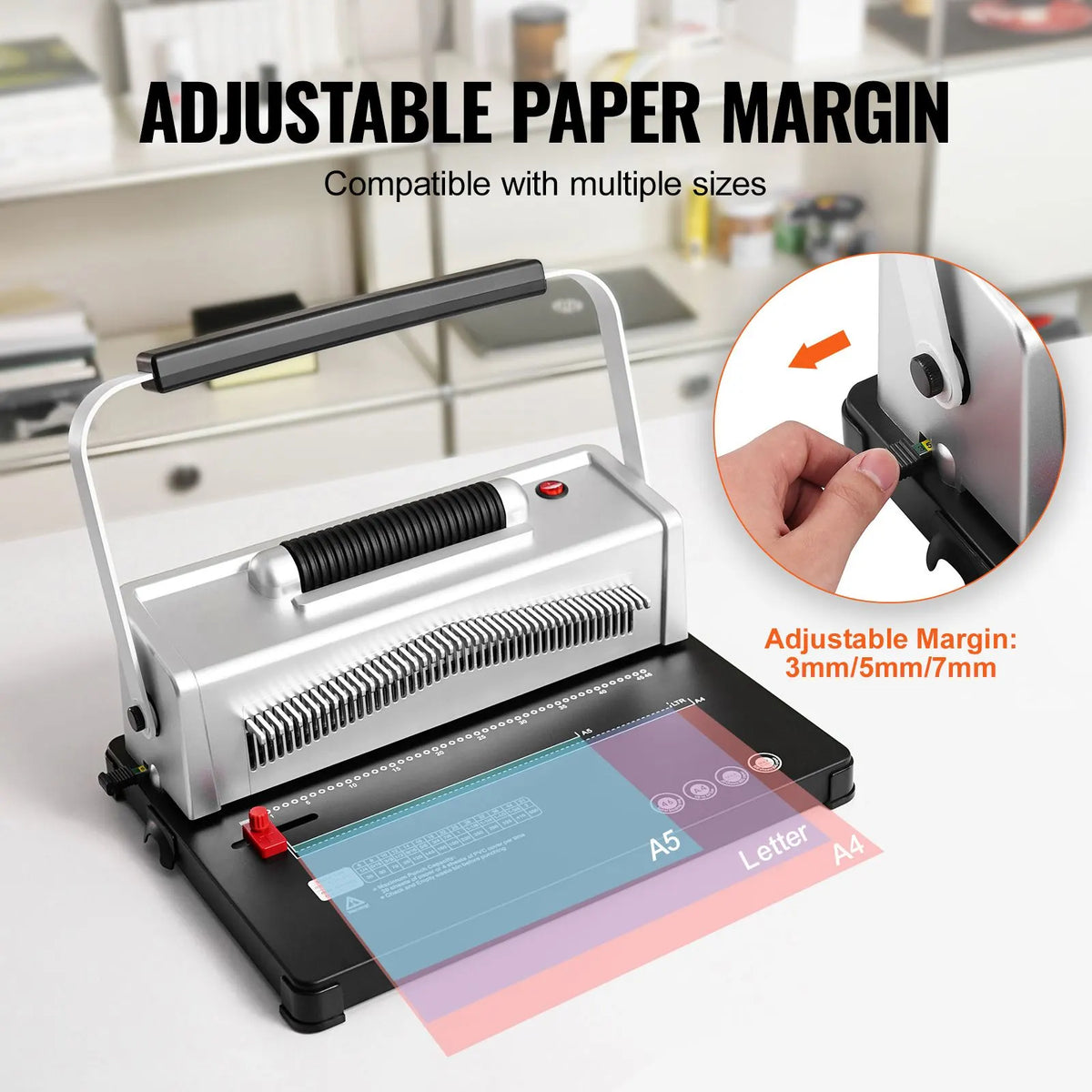 Coil Spiral Binding Machine, Manual Book Maker with Electric Binding, 46-Holes Binding 500 Sheets Punch Binder, with 100pcs 5/16'' Coil Binding Spines, for Letter Size, A4, A5 - Image 3