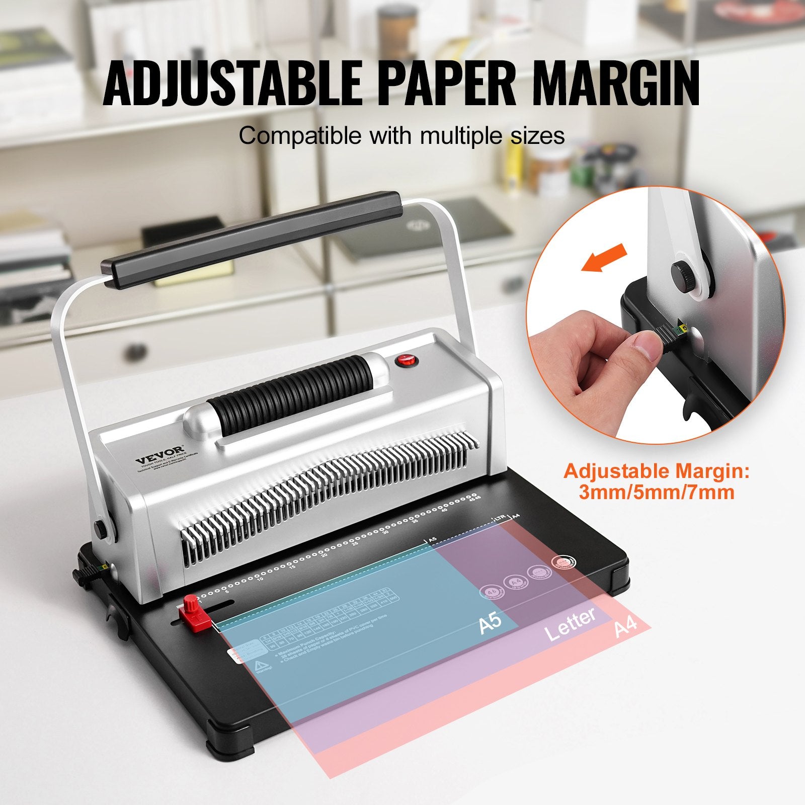 Coil Spiral Binding Machine, Manual Book Maker with Electric Binding, 46-Holes Binding 500 Sheets Punch Binder, with 100pcs 5/16'' Coil Binding Spines, for Letter Size, A4, A5 - Image 3