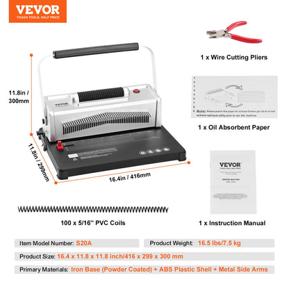 Coil Spiral Binding Machine, Manual Book Maker with Electric Binding, 46-Holes Binding 500 Sheets Punch Binder, with 100pcs 5/16'' Coil Binding Spines, for Letter Size, A4, A5 - Image 7
