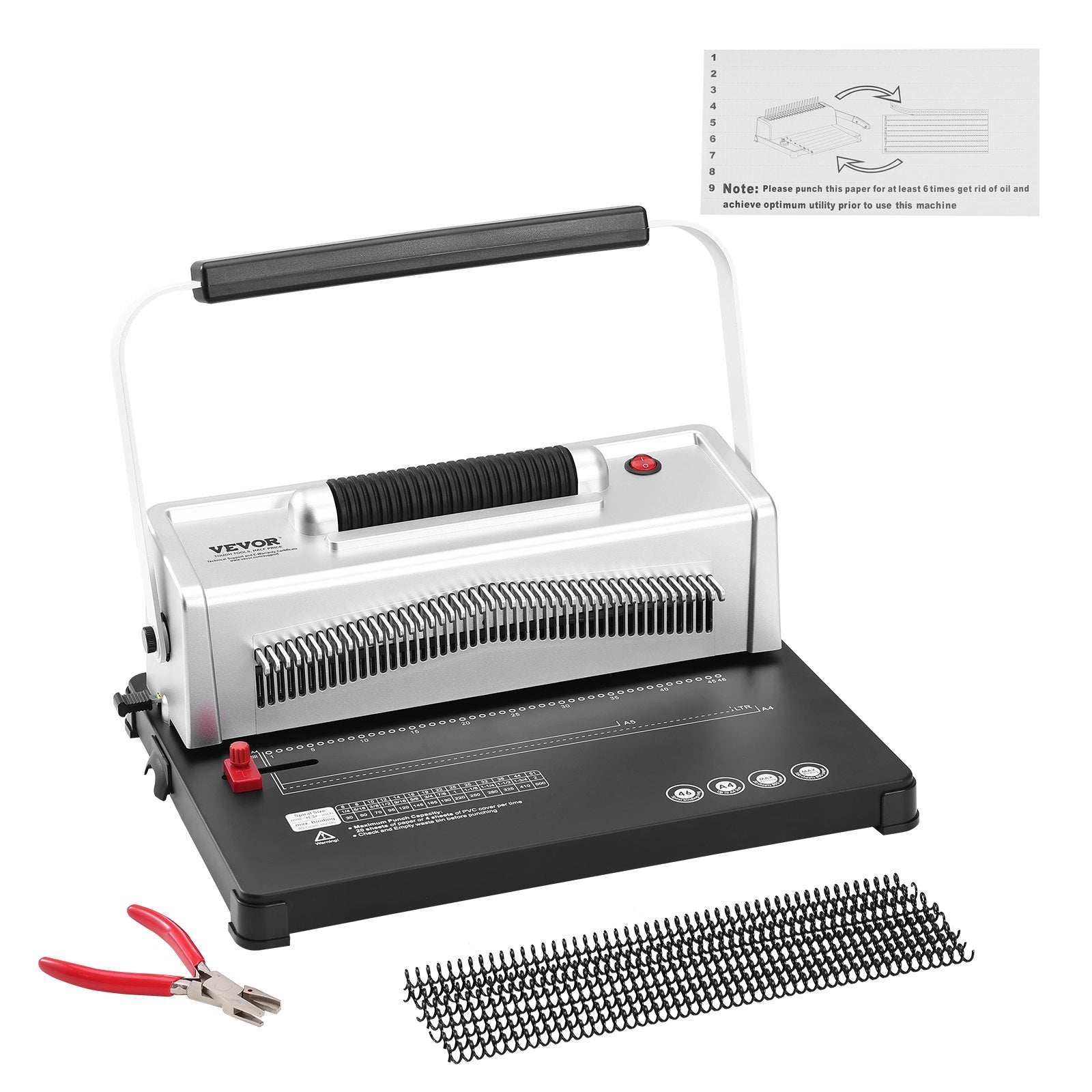 Coil Spiral Binding Machine, Manual Book Maker with Electric Binding, 46-Holes Binding 500 Sheets Punch Binder, with 100pcs 5/16'' Coil Binding Spines, for Letter Size, A4, A5 - Image 9
