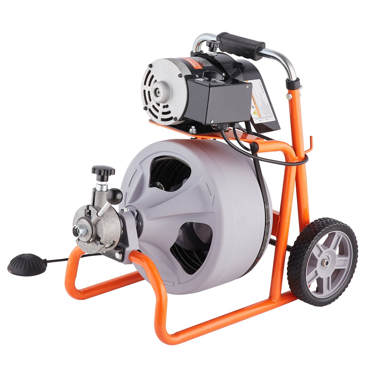 Drain Cleaner Machine 100FT x 3/8 Inch, Auto Feed Sewer Snake Drain Auger on Wheels, Portable Drain Cleaning Machine with 8 Cutters & Air-activated Foot Switch for 2" to 4" Pipes - Image 9