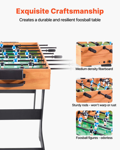 Folding Foosball Table, 106 cm Standard Size Table, Indoor Full Size Foosball Tables for Home, Family, and Game Room, Durable Soccer Set, Includes 2 Balls - Image 2