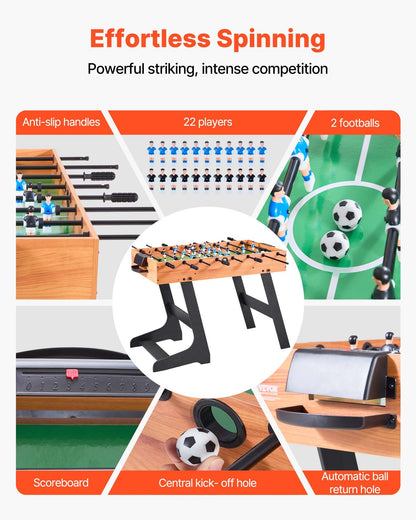 Folding Foosball Table, 106 cm Standard Size Table, Indoor Full Size Foosball Tables for Home, Family, and Game Room, Durable Soccer Set, Includes 2 Balls - Image 3