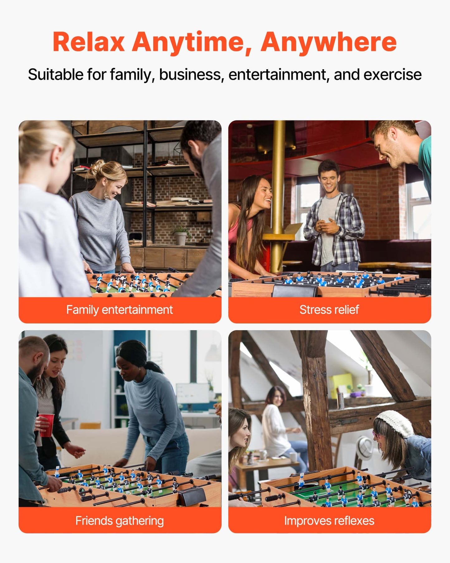 Folding Foosball Table, 106 cm Standard Size Table, Indoor Full Size Foosball Tables for Home, Family, and Game Room, Durable Soccer Set, Includes 2 Balls - Image 5