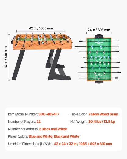 Folding Foosball Table, 106 cm Standard Size Table, Indoor Full Size Foosball Tables for Home, Family, and Game Room, Durable Soccer Set, Includes 2 Balls - Image 7