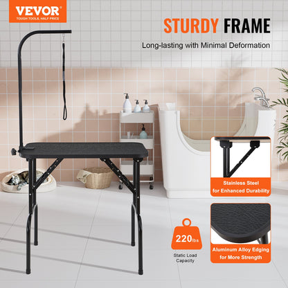 Pet Grooming Table Arm with Clamp, 808 x 460 mm Dog Grooming Station, Foldable Pets Grooming Stand for Medium and Small Dogs, Free No Sit Haunch Holder with Grooming Loop, Bearing 99.8kg - Image 2