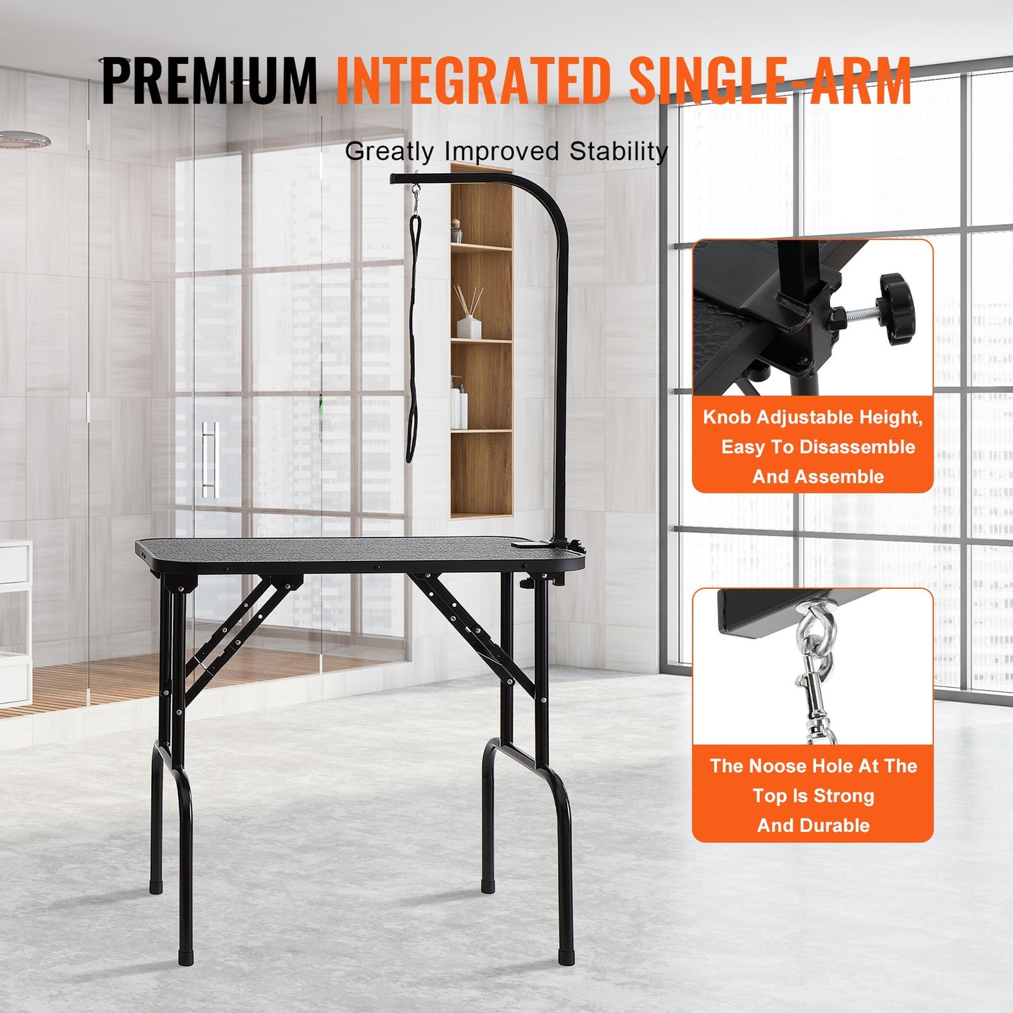 Pet Grooming Table Arm with Clamp, 808 x 460 mm Dog Grooming Station, Foldable Pets Grooming Stand for Medium and Small Dogs, Free No Sit Haunch Holder with Grooming Loop, Bearing 99.8kg - Image 4