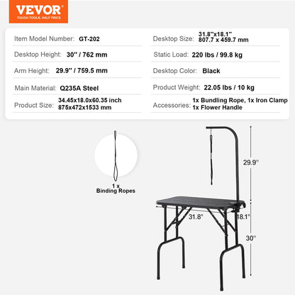 Pet Grooming Table Arm with Clamp, 808 x 460 mm Dog Grooming Station, Foldable Pets Grooming Stand for Medium and Small Dogs, Free No Sit Haunch Holder with Grooming Loop, Bearing 99.8kg - Image 7