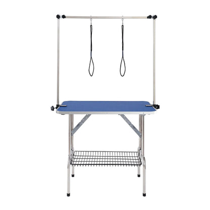 Pet Grooming Table Two Arms with Clamp, 915 x 610mm Dog Grooming Station, Foldable Pets Grooming Stand for Medium and Small Dogs, Free Two No Sit Haunch Holder with Grooming Loop, Bearing 150kg