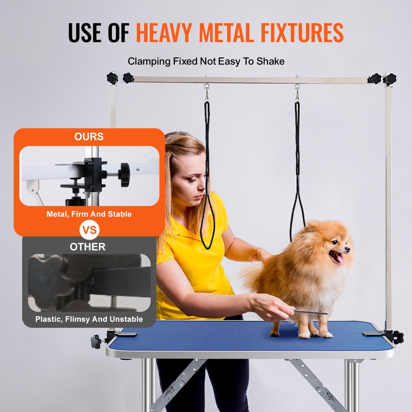 Pet Grooming Table Two Arms with Clamp, 915 x 610mm Dog Grooming Station, Foldable Pets Grooming Stand for Medium and Small Dogs, Free Two No Sit Haunch Holder with Grooming Loop, Bearing 150kg - Image 3