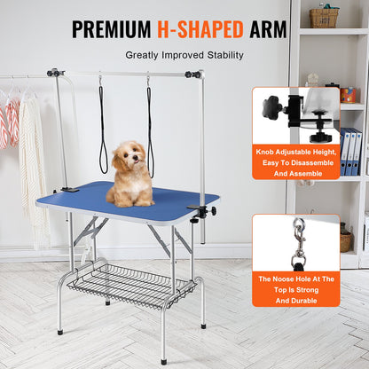 Pet Grooming Table Two Arms with Clamp, 915 x 610mm Dog Grooming Station, Foldable Pets Grooming Stand for Medium and Small Dogs, Free Two No Sit Haunch Holder with Grooming Loop, Bearing 150kg - Image 4