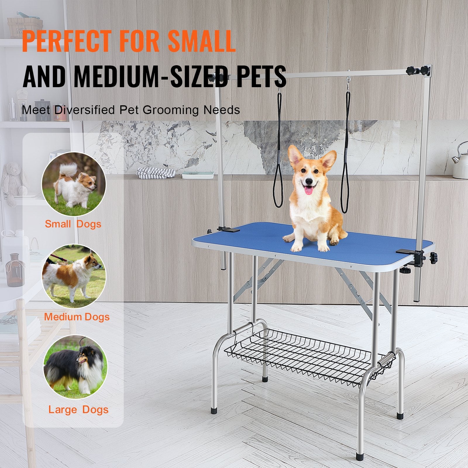 Pet Grooming Table Two Arms with Clamp, 915 x 610mm Dog Grooming Station, Foldable Pets Grooming Stand for Medium and Small Dogs, Free Two No Sit Haunch Holder with Grooming Loop, Bearing 150kg - Image 6
