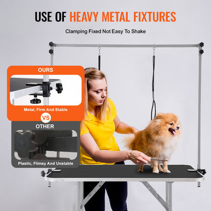 Pet Grooming Table Two Arms with Clamp, 117cm Dog Grooming Station, Foldable Pets Grooming Stand for Medium and Small Dogs, Free Two No Sit Haunch Holder with Grooming Loop, Bearing 149.7kg - Image 3