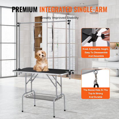 Pet Grooming Table Two Arms with Clamp, 117cm Dog Grooming Station, Foldable Pets Grooming Stand for Medium and Small Dogs, Free Two No Sit Haunch Holder with Grooming Loop, Bearing 149.7kg - Image 4