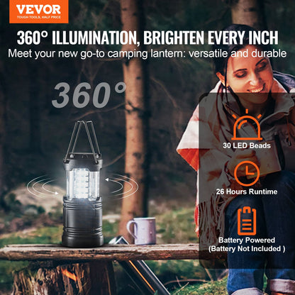 LED Camping Lanterns Collapsible Battery Powered Flashlights Set of 4 - Image 2