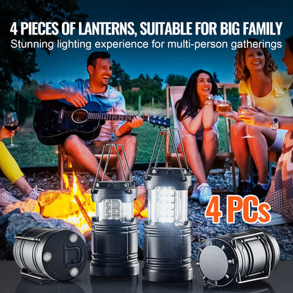 LED Camping Lanterns Collapsible Battery Powered Flashlights Set of 4 - Image 5