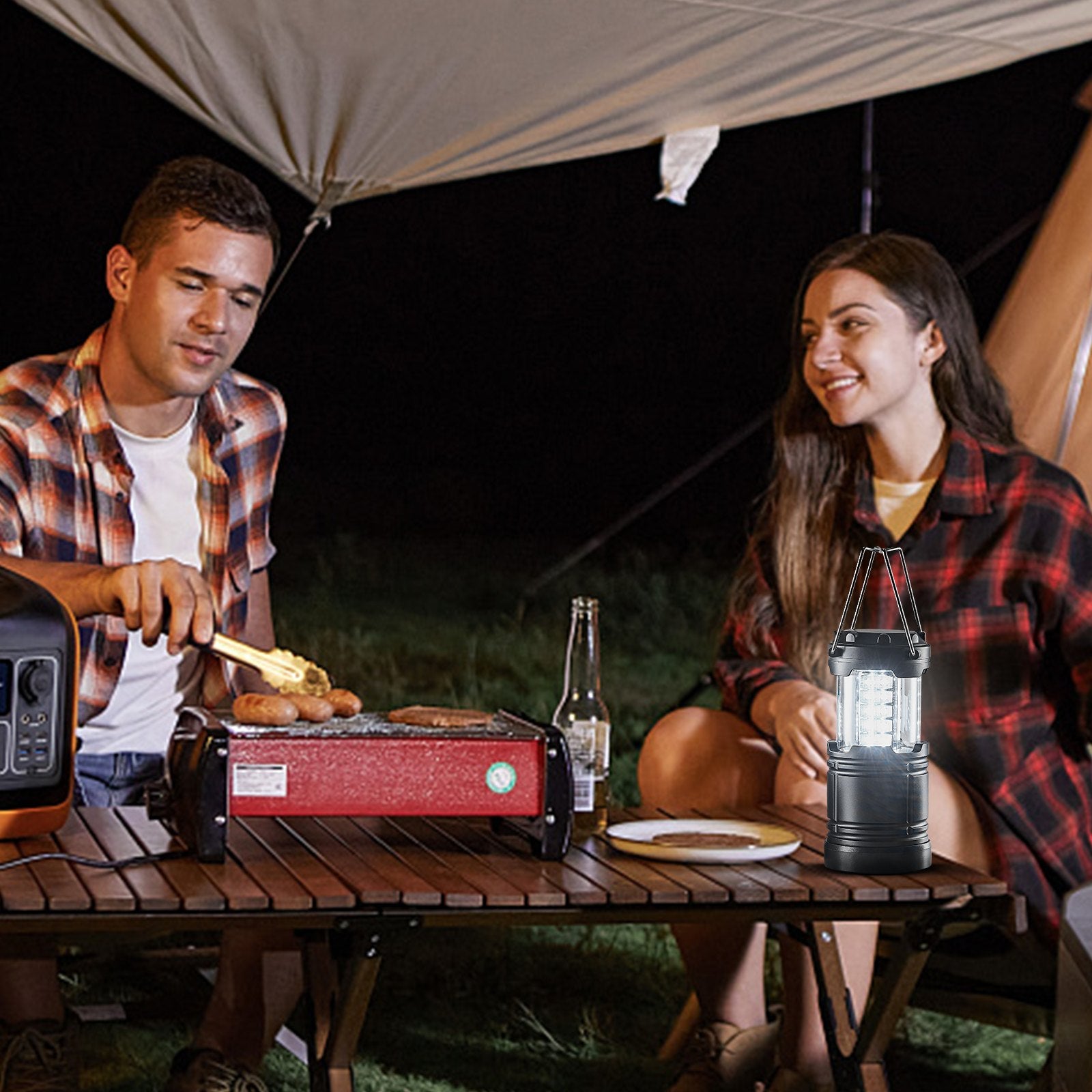 LED Camping Lanterns Collapsible Battery Powered Flashlights Set of 4 - Image 8