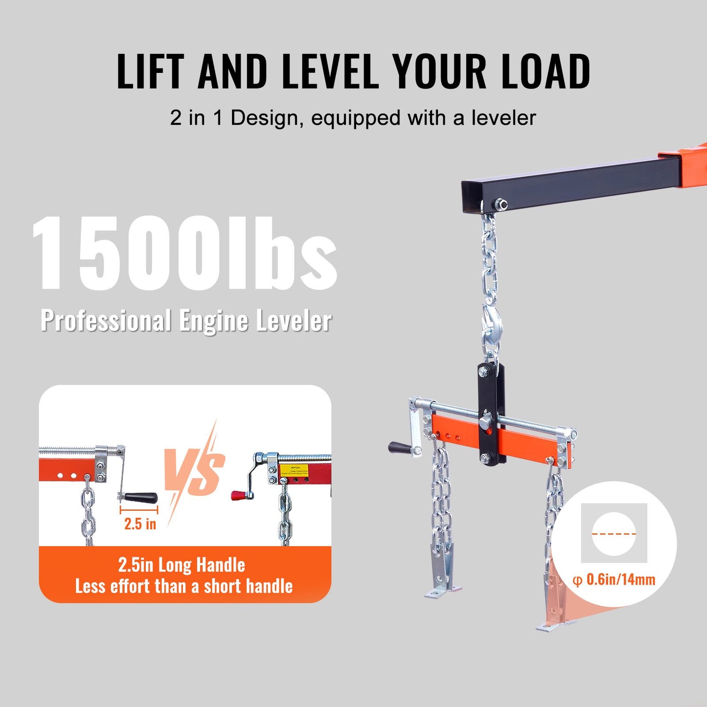 Hydraulic Engine Hoist with Lever, 2000KG Heavy-duty Cherry Picker Shop Crane, Foldable Engine Crane and Engine Hoist leveler for Auto Repair, Motors, Weights Lifting, Loading - Image 4