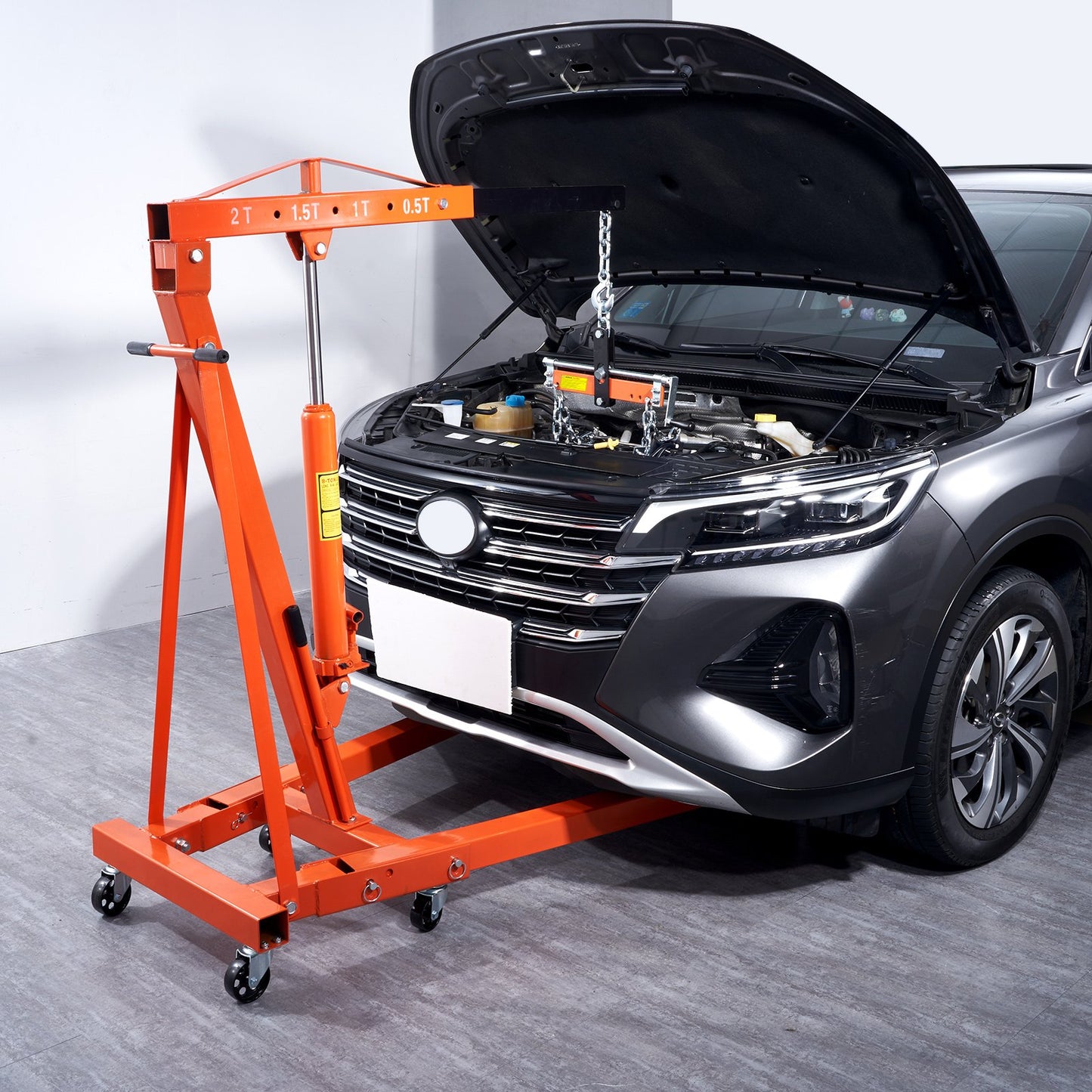 Hydraulic Engine Hoist with Lever, 2000KG Heavy-duty Cherry Picker Shop Crane, Foldable Engine Crane and Engine Hoist leveler for Auto Repair, Motors, Weights Lifting, Loading - Image 8