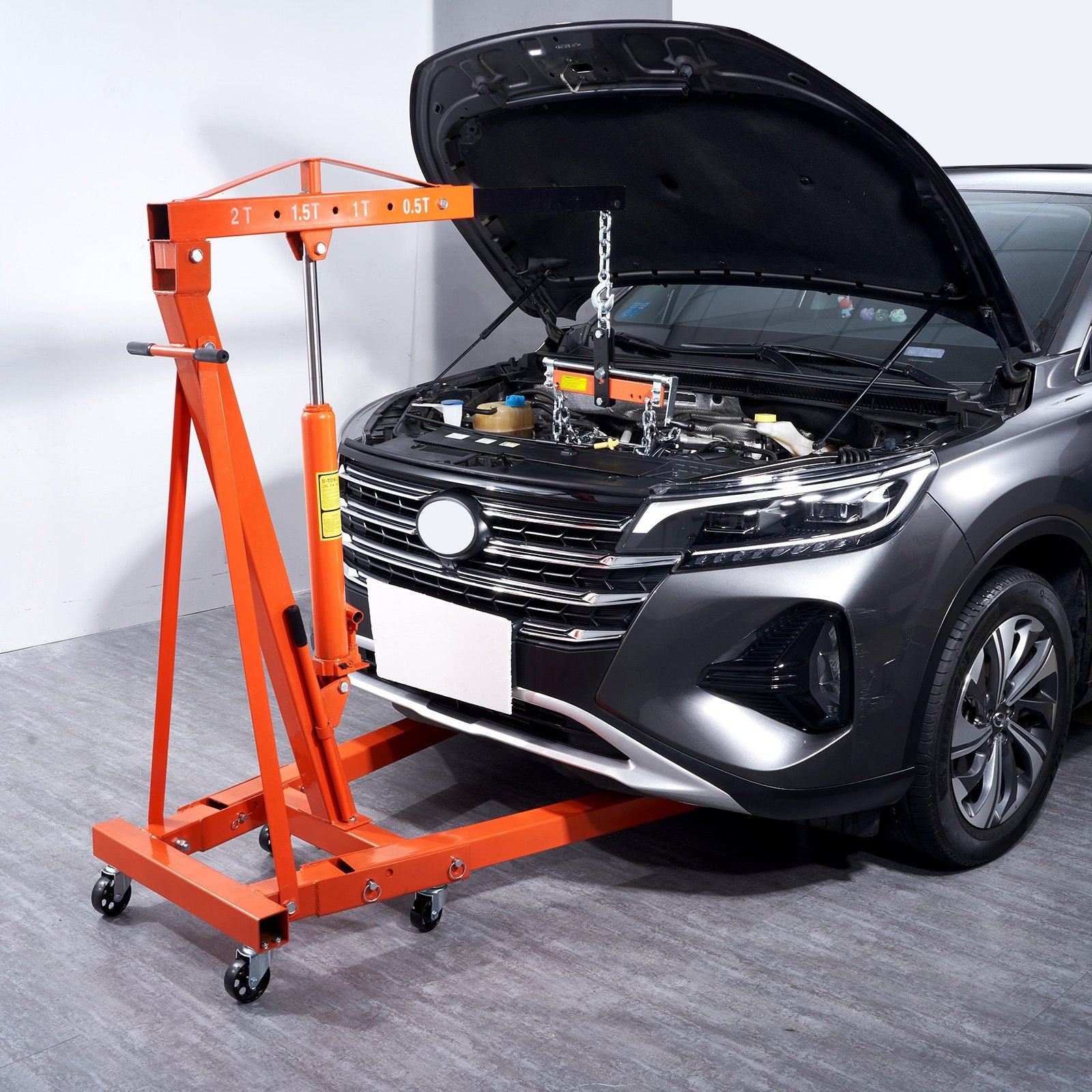 Hydraulic Engine Hoist with Lever, 2000KG Heavy-duty Cherry Picker Shop Crane, Foldable Engine Crane and Engine Hoist leveler for Auto Repair, Motors, Weights Lifting, Loading - Image 8