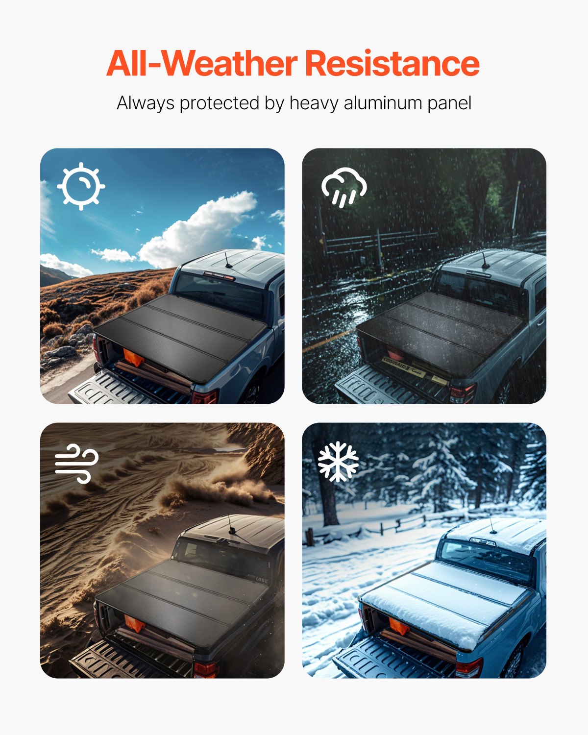 Tri-Fold Truck Bed Tonneau Cover, Compatible with 2015-2024 Ford F-150, 2004 mm Bed, Only Fit 2004 x 1656 mm Inside Bed, 181.4 kg Load Capacity with Built-in LED Light, Quick Folding, Black - Image 4
