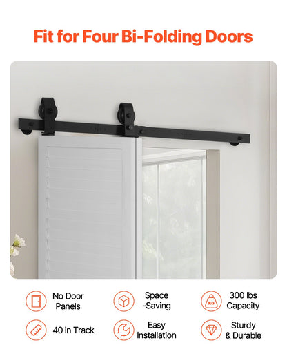 Bi-Folding Sliding Barn Door Hardware Track Kit 40" for Two 18" Doors - Image 2