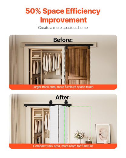 Bi-Folding Sliding Barn Door Hardware Track Kit 40" for Two 18" Doors - Image 3
